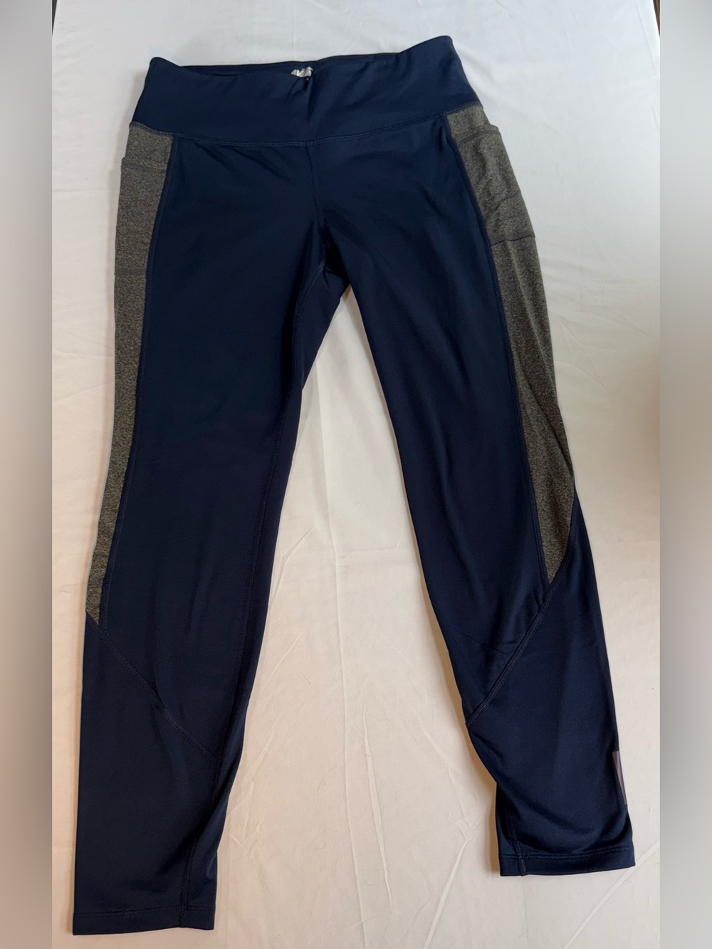 Avia Navy Blue Leggings with Gray Side Panels